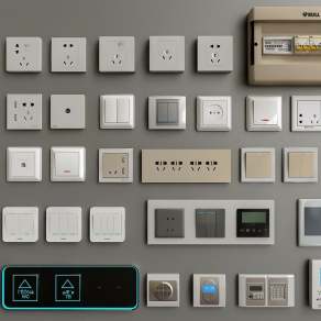 现代开关面板组合3D模型下载